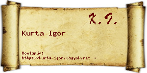 Kurta Igor névjegykártya